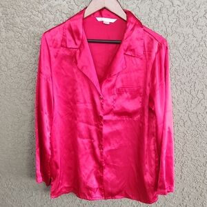 Victoria's Secret Satin Button-Down Shirt Red